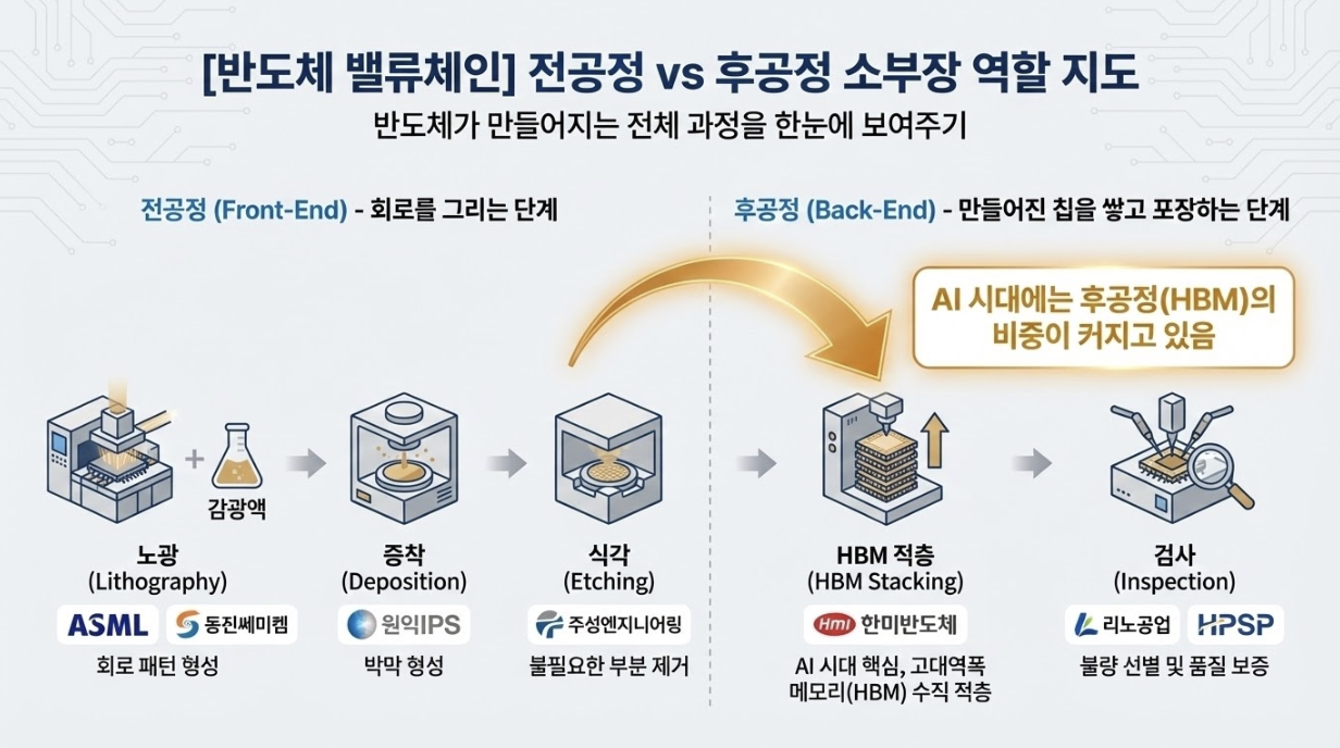 전공정, 후공정 소부장 역활지도