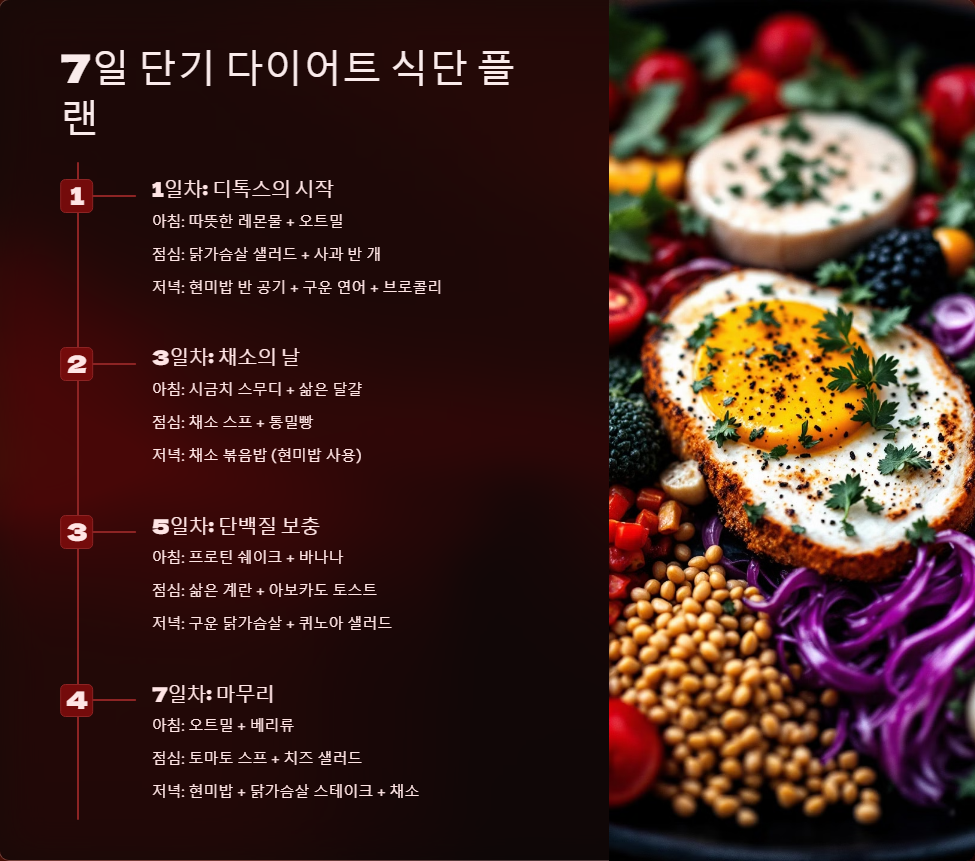 단기 다이어트 식단, 7일 플랜으로 효과 보기