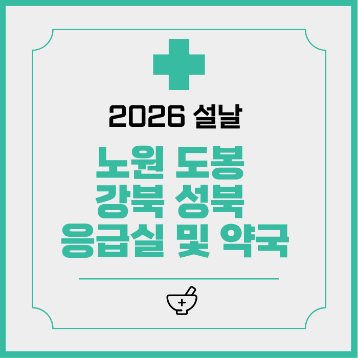 2026설날 노원 도봉 강북 성북 응급실 및 약국