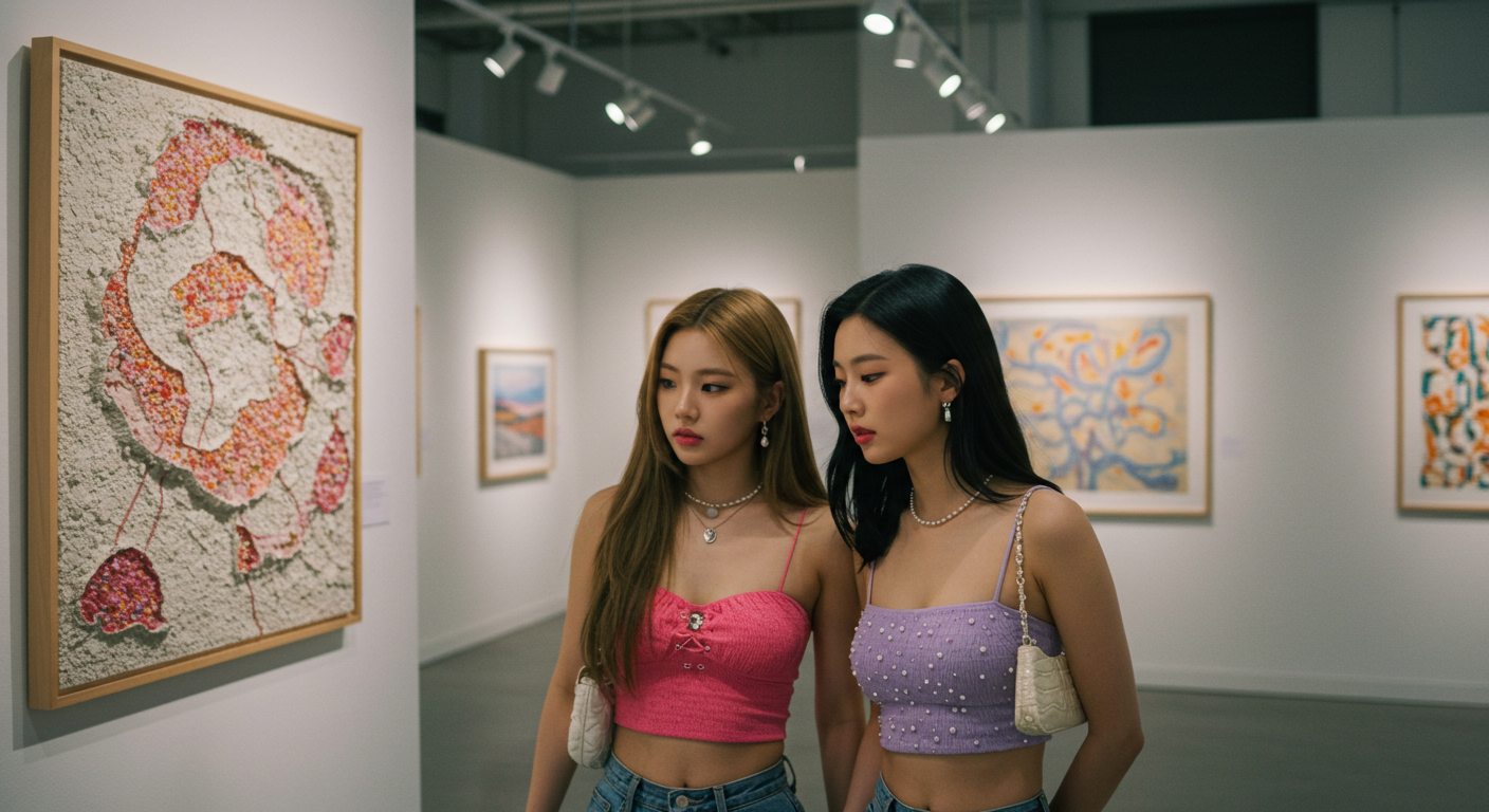 미술품을 보는 여성들