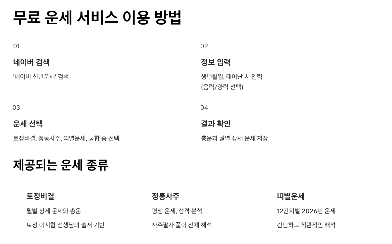 2026년 신년운세 무료보기 네이버 신년운세 무료토정비결