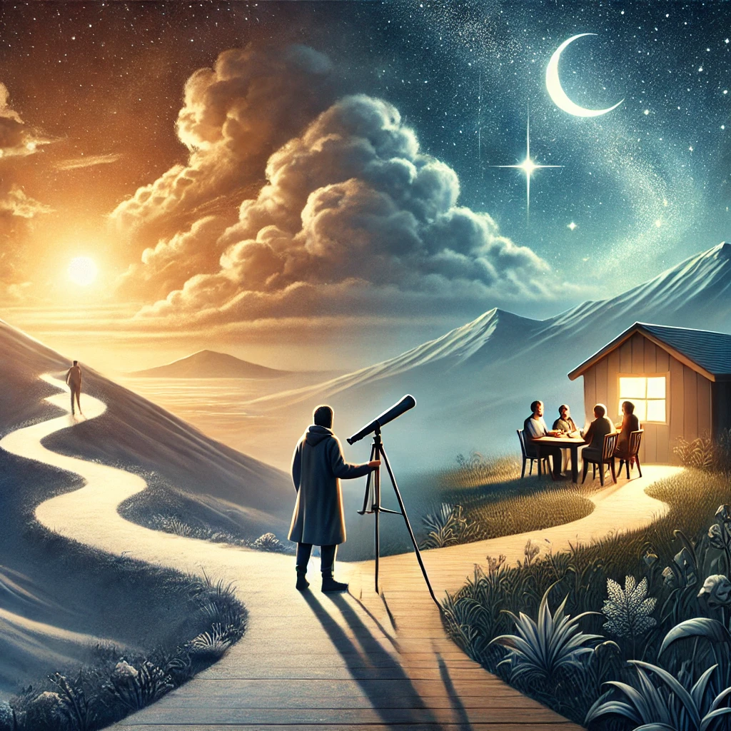 Here is the illustration symbolizing the journey of trust in God, embracing challenges with faith, and finding unity and spiritual connection with family.