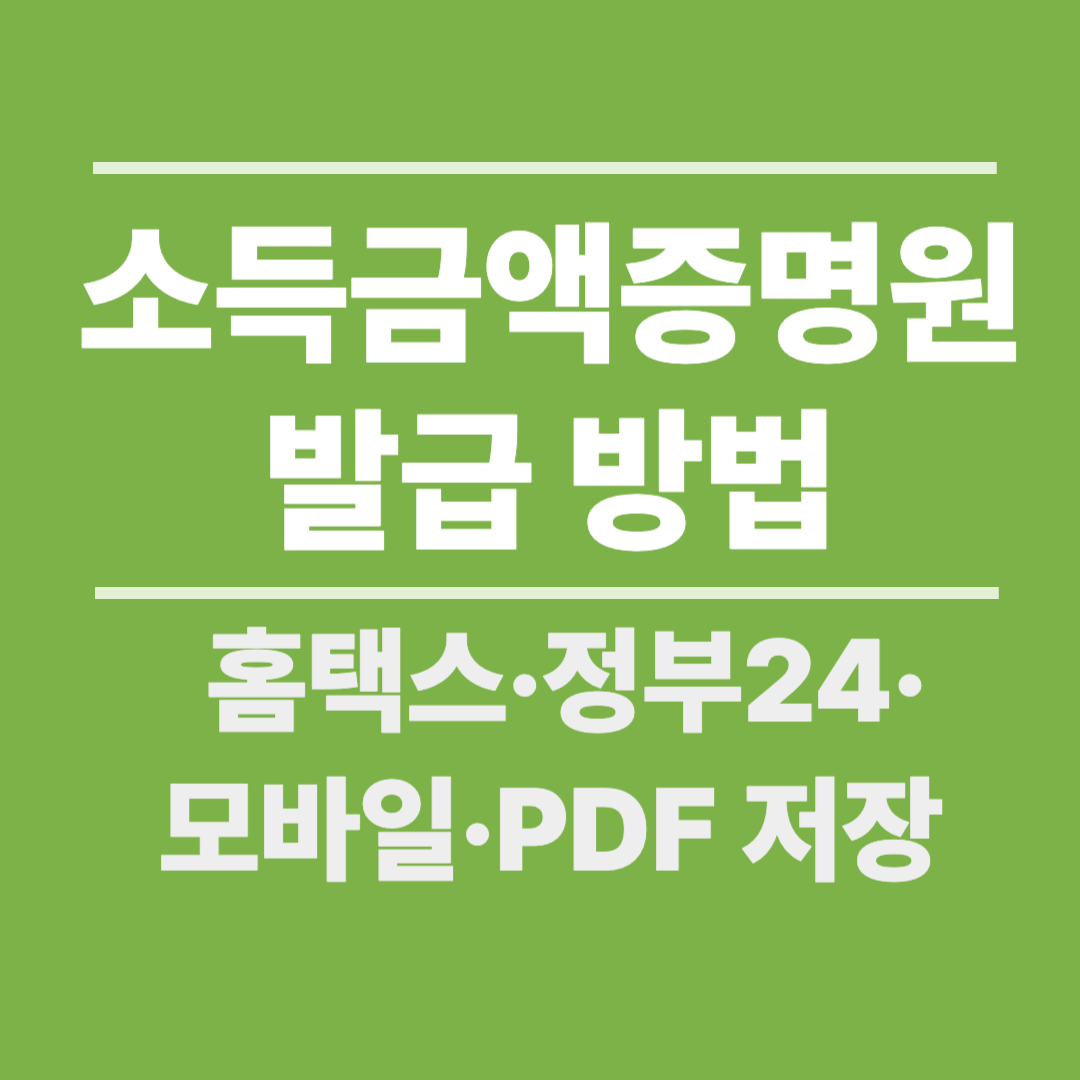 소득금액증명원 발급 방법 &ndash; 홈택스&middot;정부24&middot;모바일&middot;PDF 저장까지 (2025)
