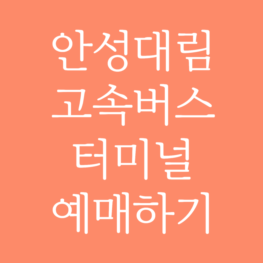 안성대림 실시간 고속버스터미널 시간표 조회 및 예매하기