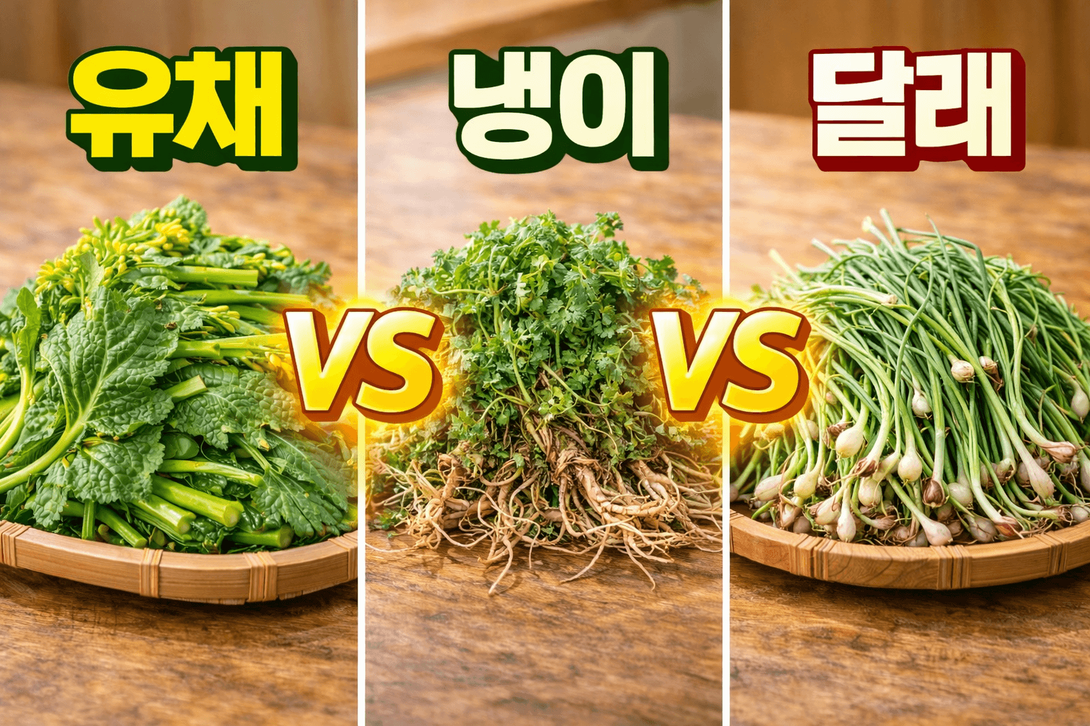 봄나물 비교분석 (유채, 냉이, 달래)