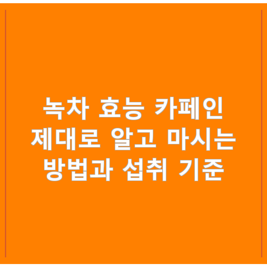 녹차 효능 카페인 제대로 알고 마시는 방법과 섭취 기준
