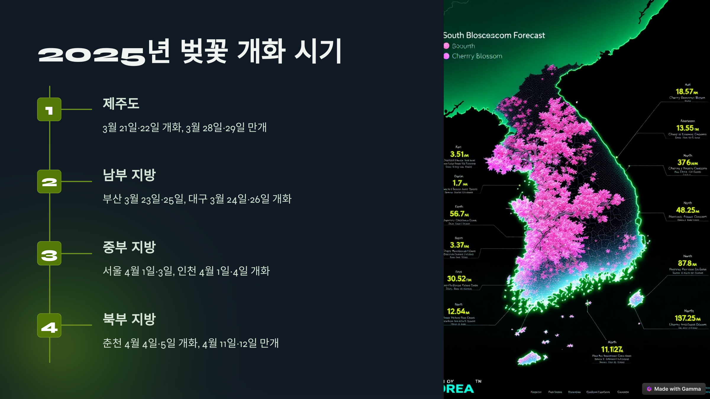 2025년 전국 벚꽃 명소 개화 시기