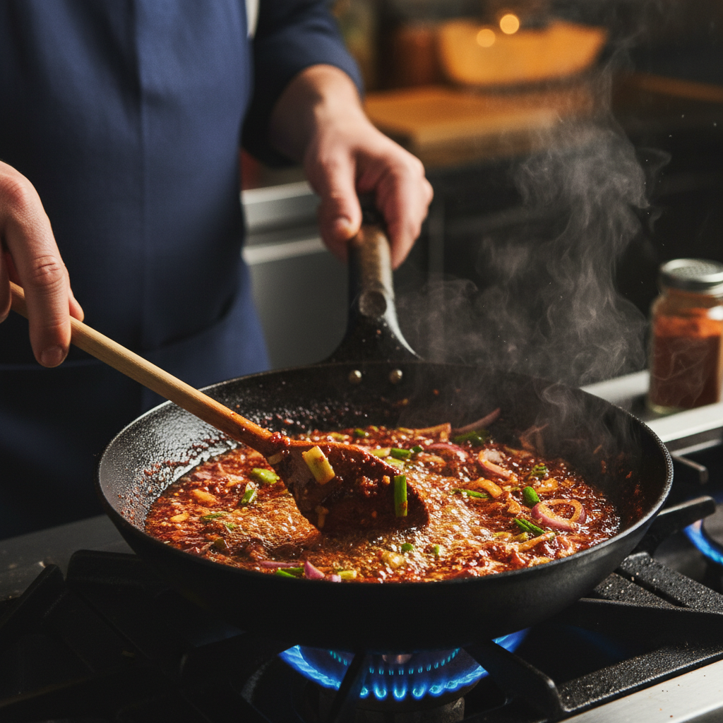 파기름과 고춧가루로 만드는 얼큰한 짬뽕 국물 베이스