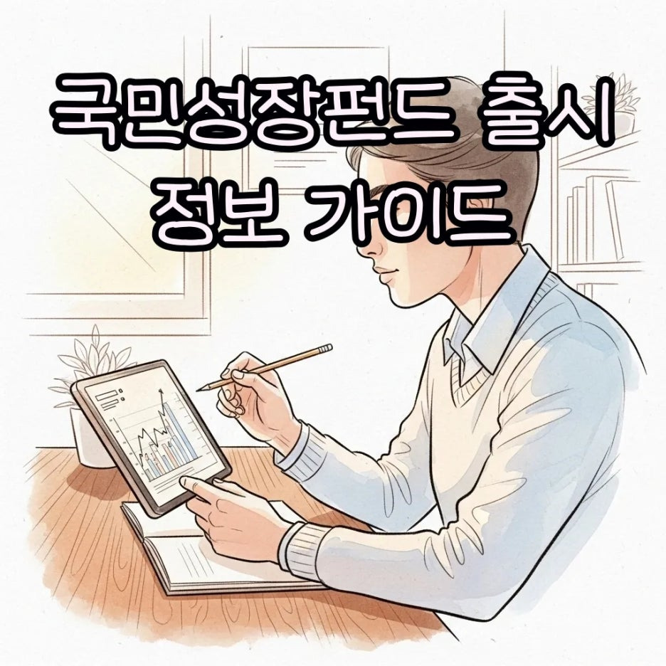 성장 그래프를 확인하는 인물의 따뜻한 수채화 풍경