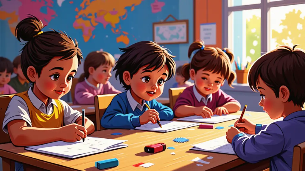 교실에서 공부하는 아이들