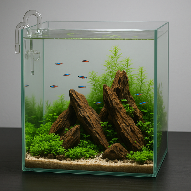 [30 L 유리 어항 세팅 예시 사진]