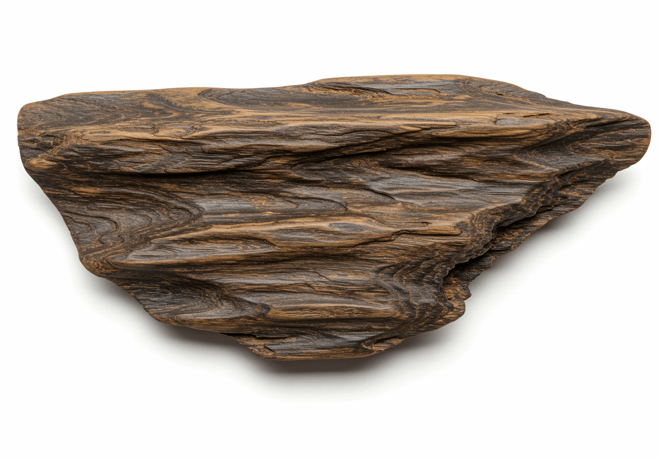 검은빛과 갈색 무늬가 섞인 침향 원목 실사 이미지