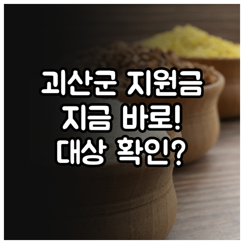 괴산군 민생지원금 대상 및 신청 방법..