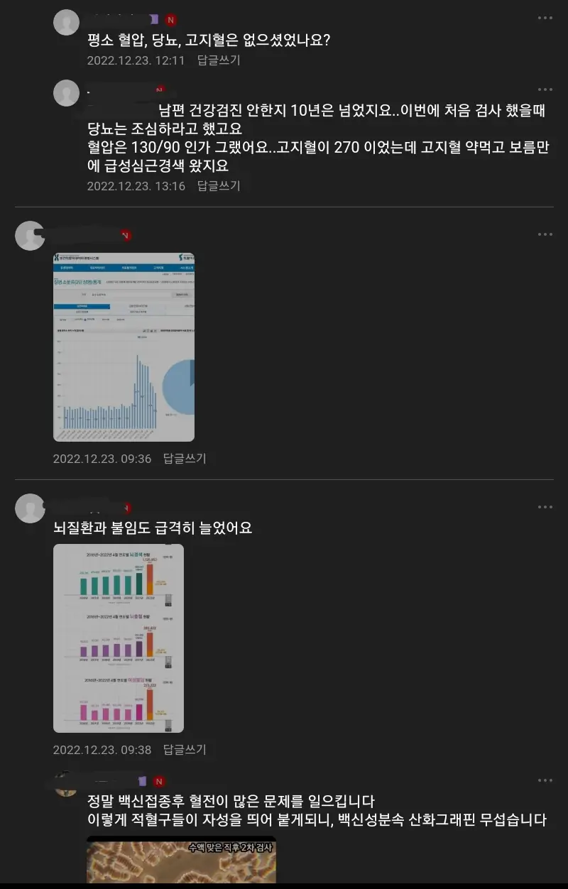 네이버 카페 심혈관정보커뮤니티 코로나 백신 부작용