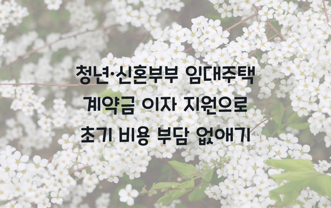 청년·신혼부부 임대주택 계약금 이자 지원, 초기 비용 부담 줄이기