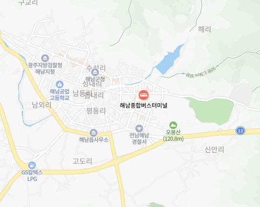 해남종합버스터미널 위치-지도