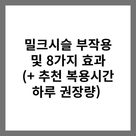 밀크시슬 부작용 및 8가지 효과 (+ 추천 복용시간 하루 권장량)