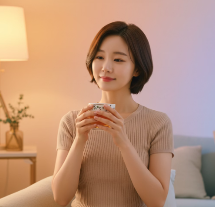 만성염증에 좋은 음식과 차를 마시는 여성 2