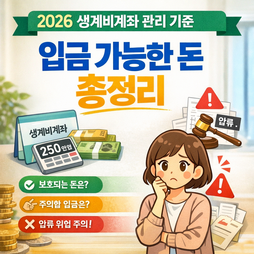 2026 생계비계좌 관리 기준|입금 가능한 돈 총정리