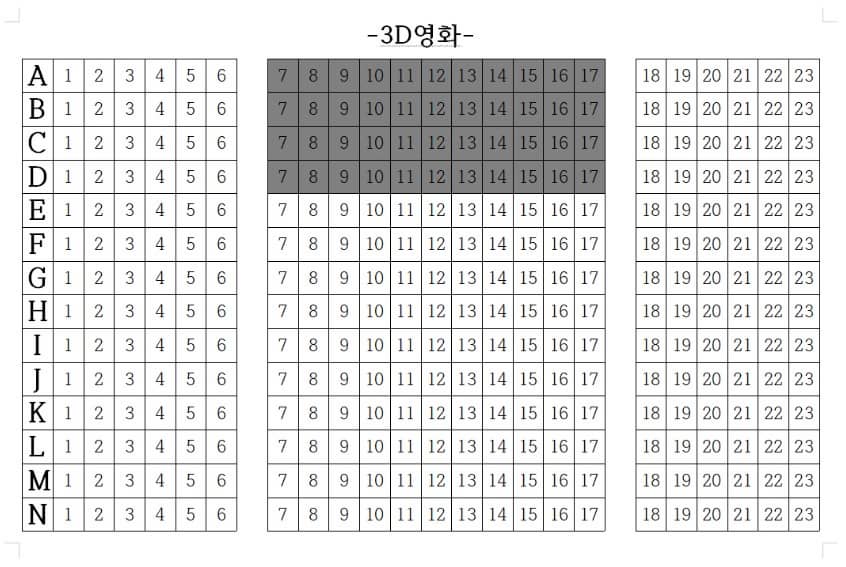 3D 영화관 좌석 추천도