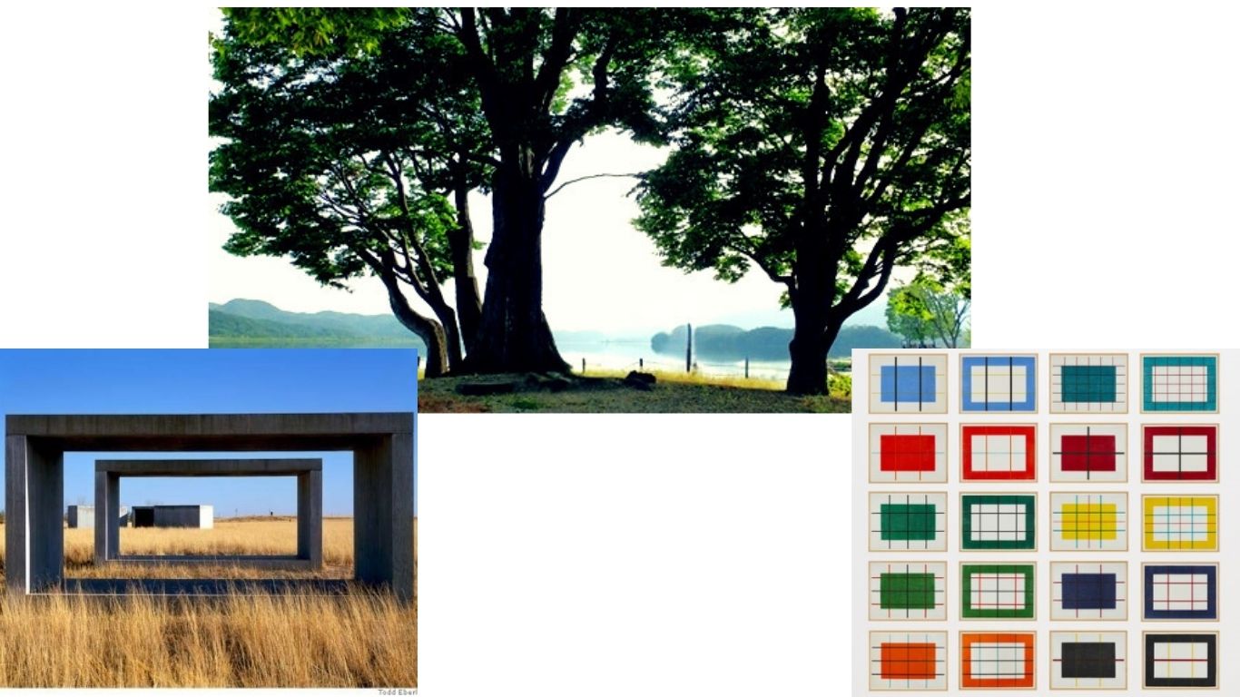 느티나무와 도날드 저드(Donald Judd)의 기하학적 설치 작품