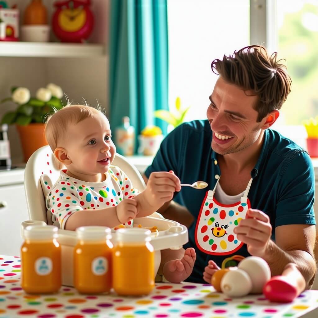 아기-이유식-밥을먹이려는-아빠