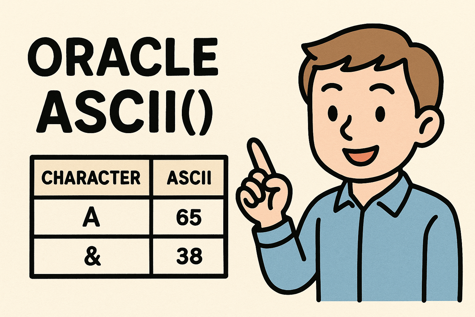 오라클 ASCII() 사용법과 예제: 문자 &rarr; 숫자로 변환하는 기본 함수