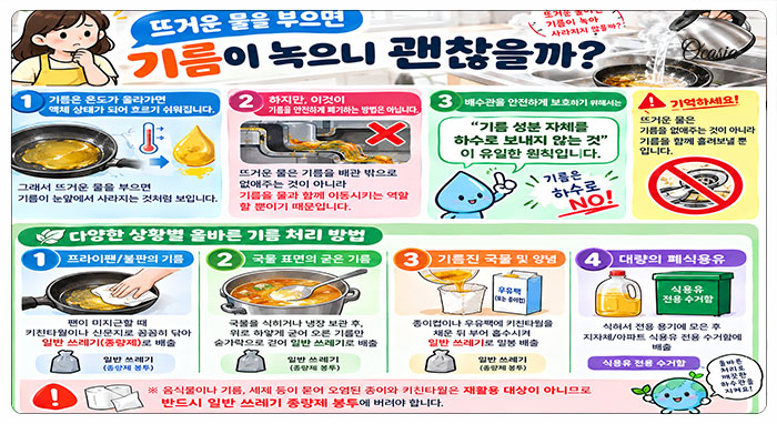 뜨거운 물을 부으면 기름이 녹으니 괜찮을까?