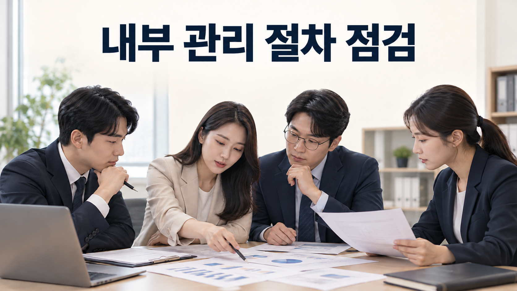서류와 동전, 식물로 선수금의 건전한 운용 원칙을 표현한 설명용 이미지