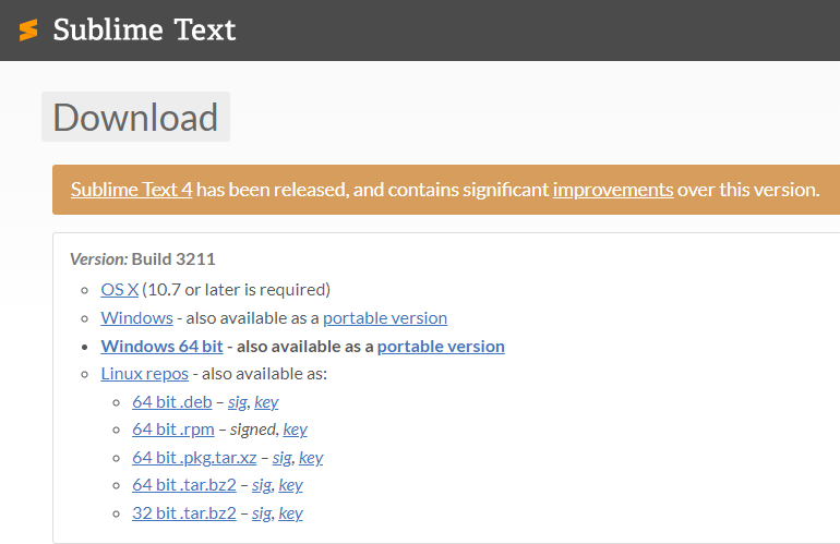 Sublime Text 설치 파일 다운로드 위치