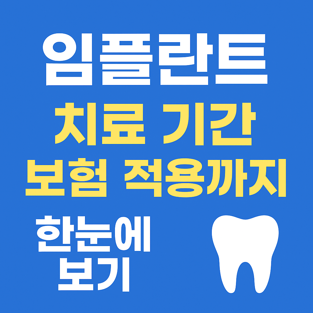 임플란트 치료 기간과 보험 적용 정보를 한눈에 보여주는 썸네일 이미지