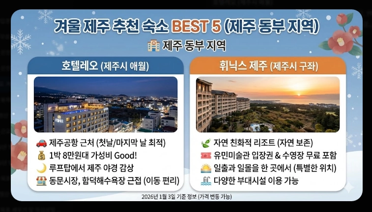 제주도 겨울 여행 3박4일 일정표 완벽 가이드 2026