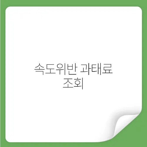 속도위반 과태료 조회