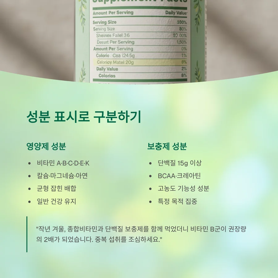 성분표를 통한 영양제와 보충제 구분 방법