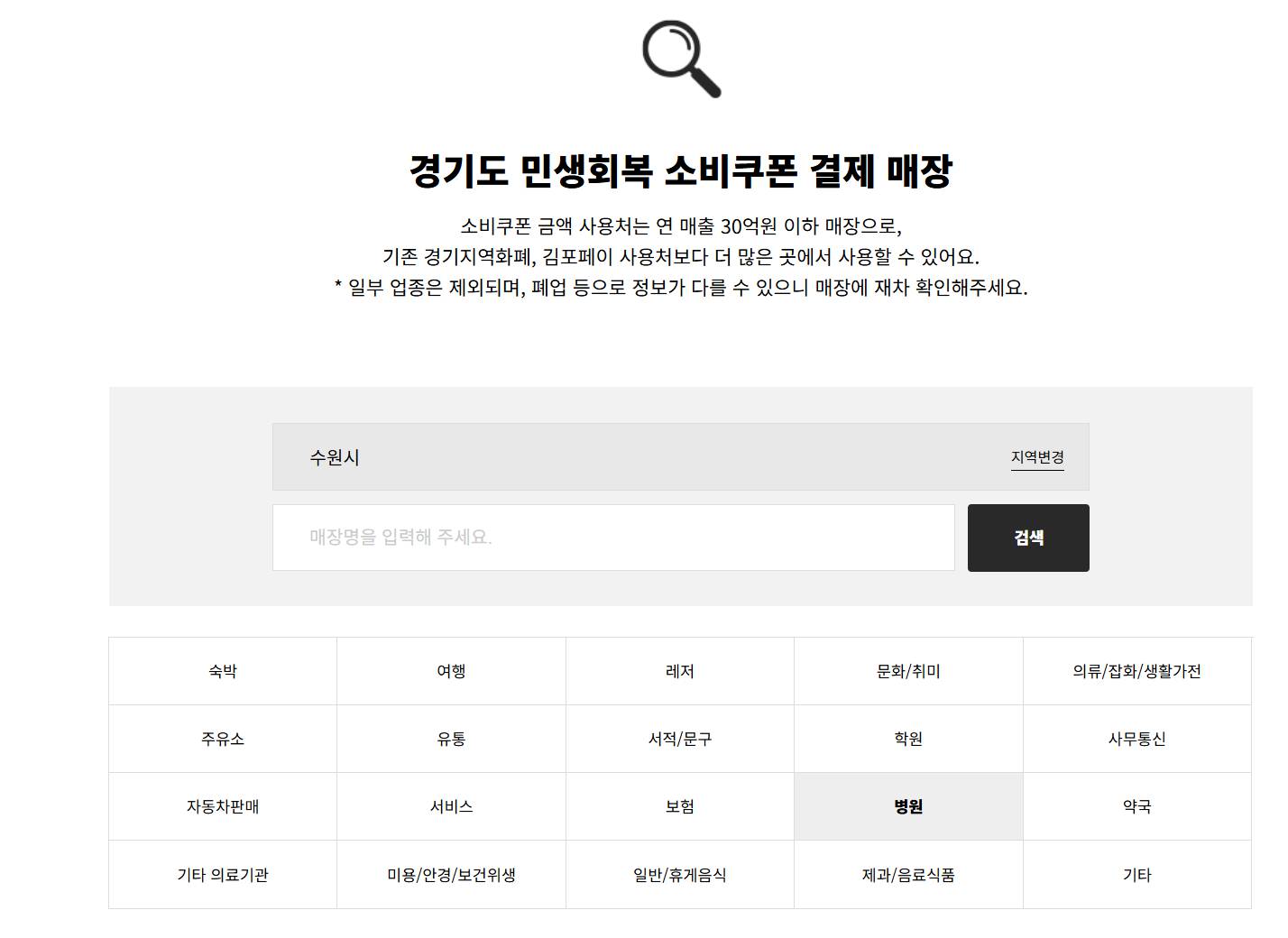 경기도 민생회복지원금 사용처, 가맹점 검색 바로가기