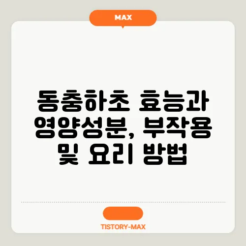 동충하초 효능과 영양성분, 부작용 및 요리 방법