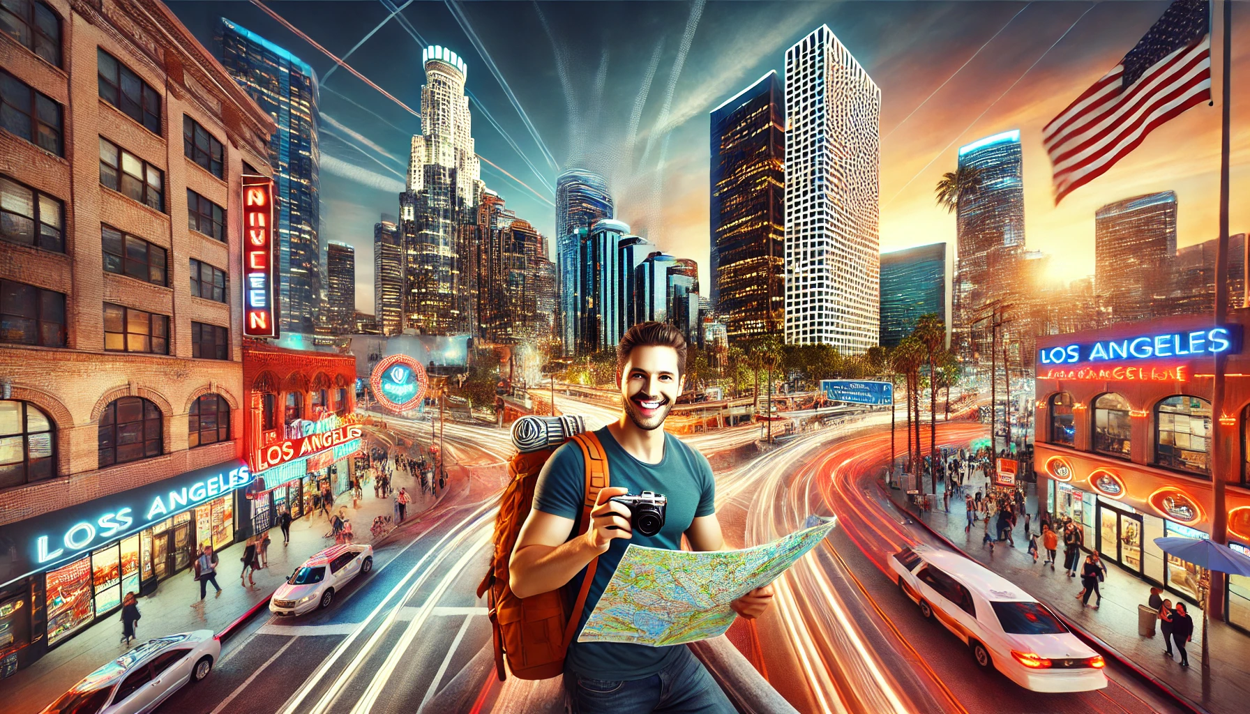 LA 도심 + 여행자가 즐기는 모습
