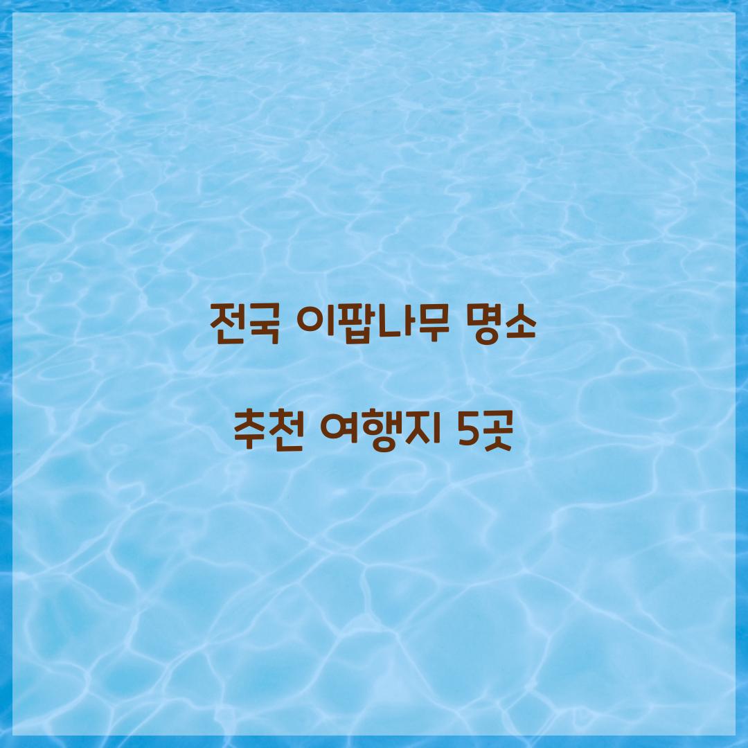 전국 이팝나무 명소
