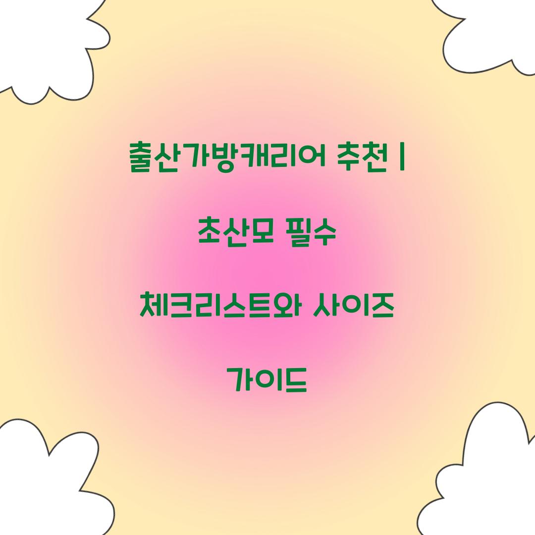 출산가방캐리어 추천