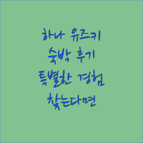 하나 유즈키 숙박 후기 특별한 경험을..