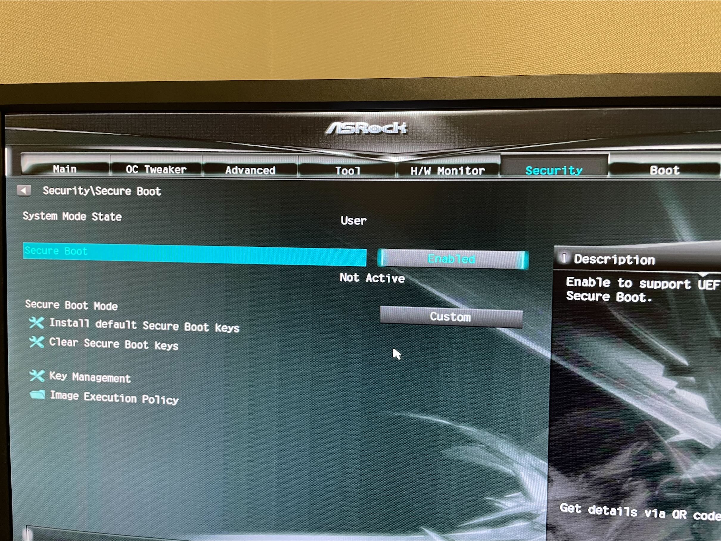 secure boot not active