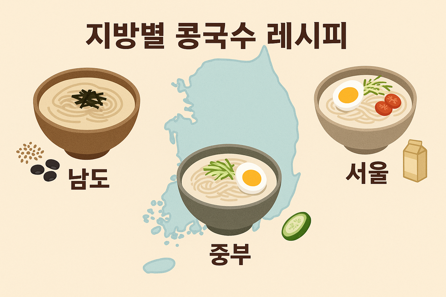 "지방별 콩국수 레시피"에 대한 이미지입니다.