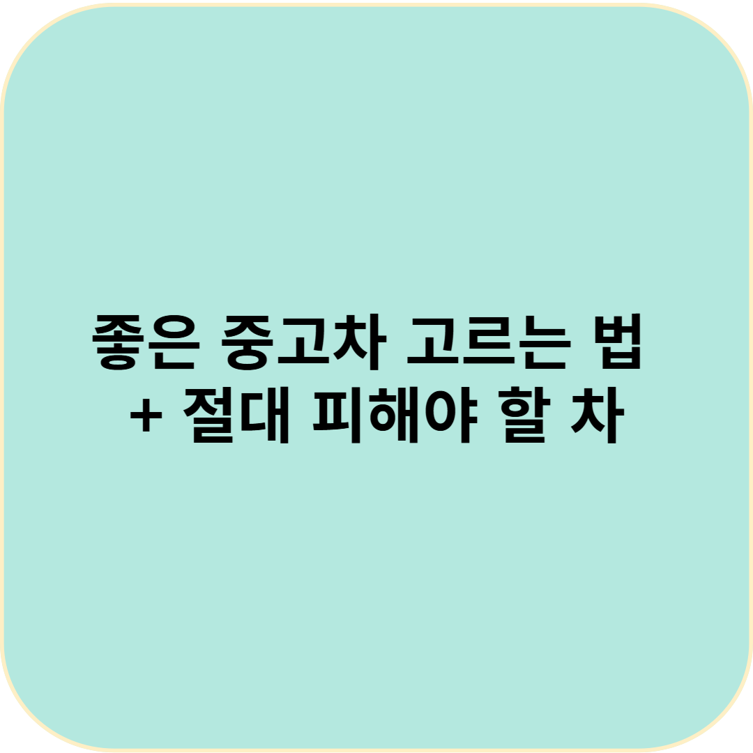 싼 게 비지떡? 좋은 중고차 고르는 법 + 절대 피해야 할 차