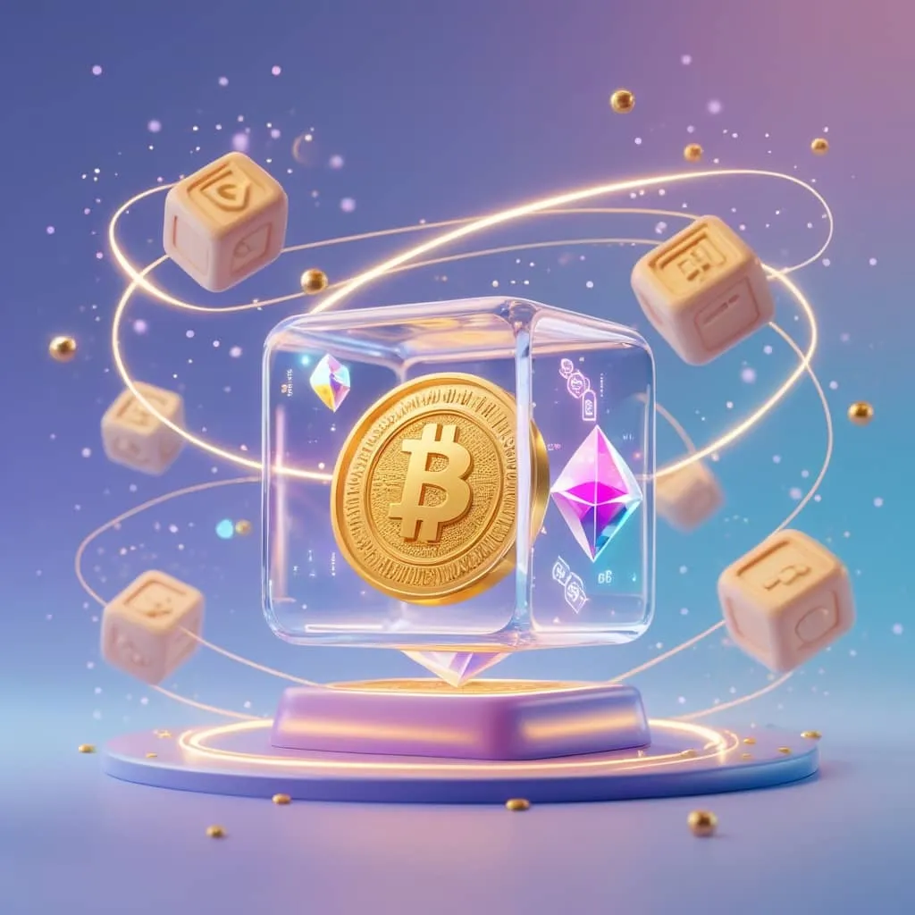 게임파이의 중심인 블록체인 기술 혁신을 상징적으로 나타낸 이미지. 