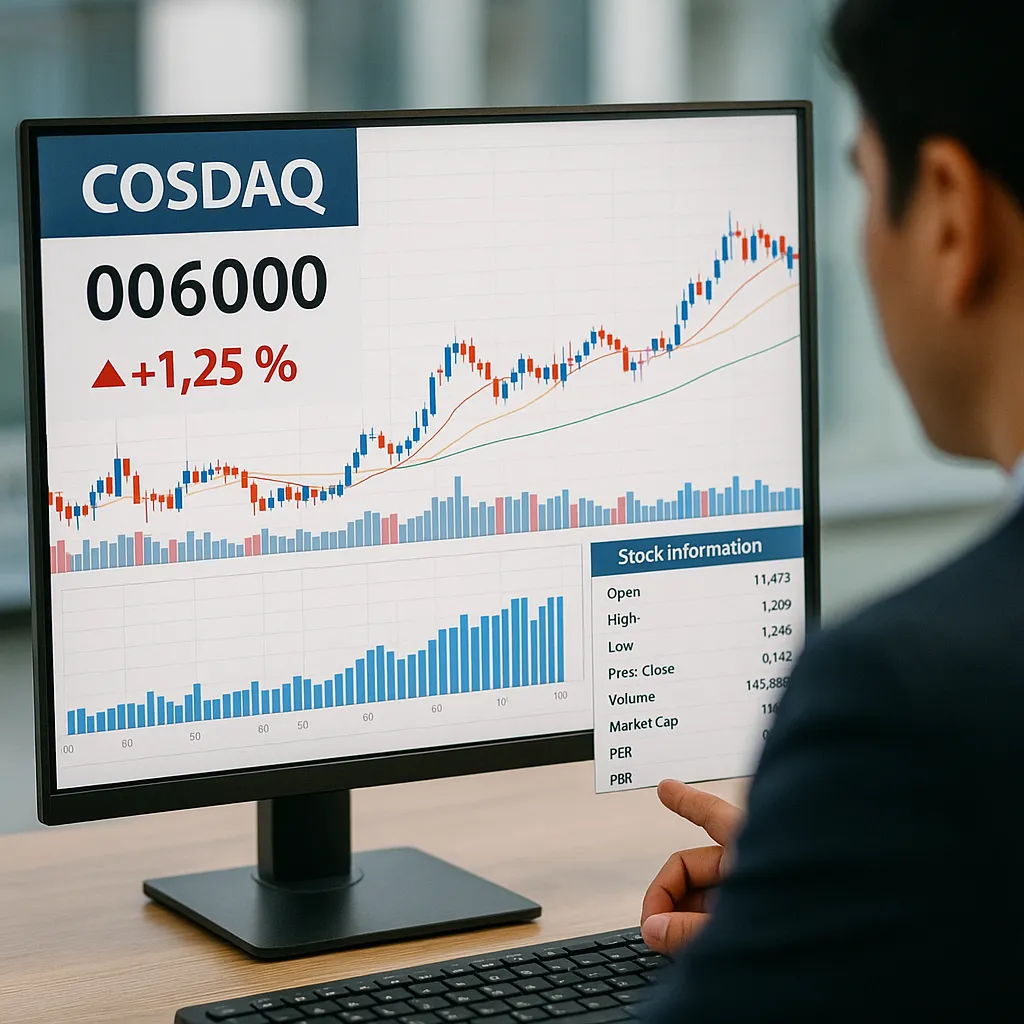 코스닥 종목을 분석 중인 투자자의 모니터