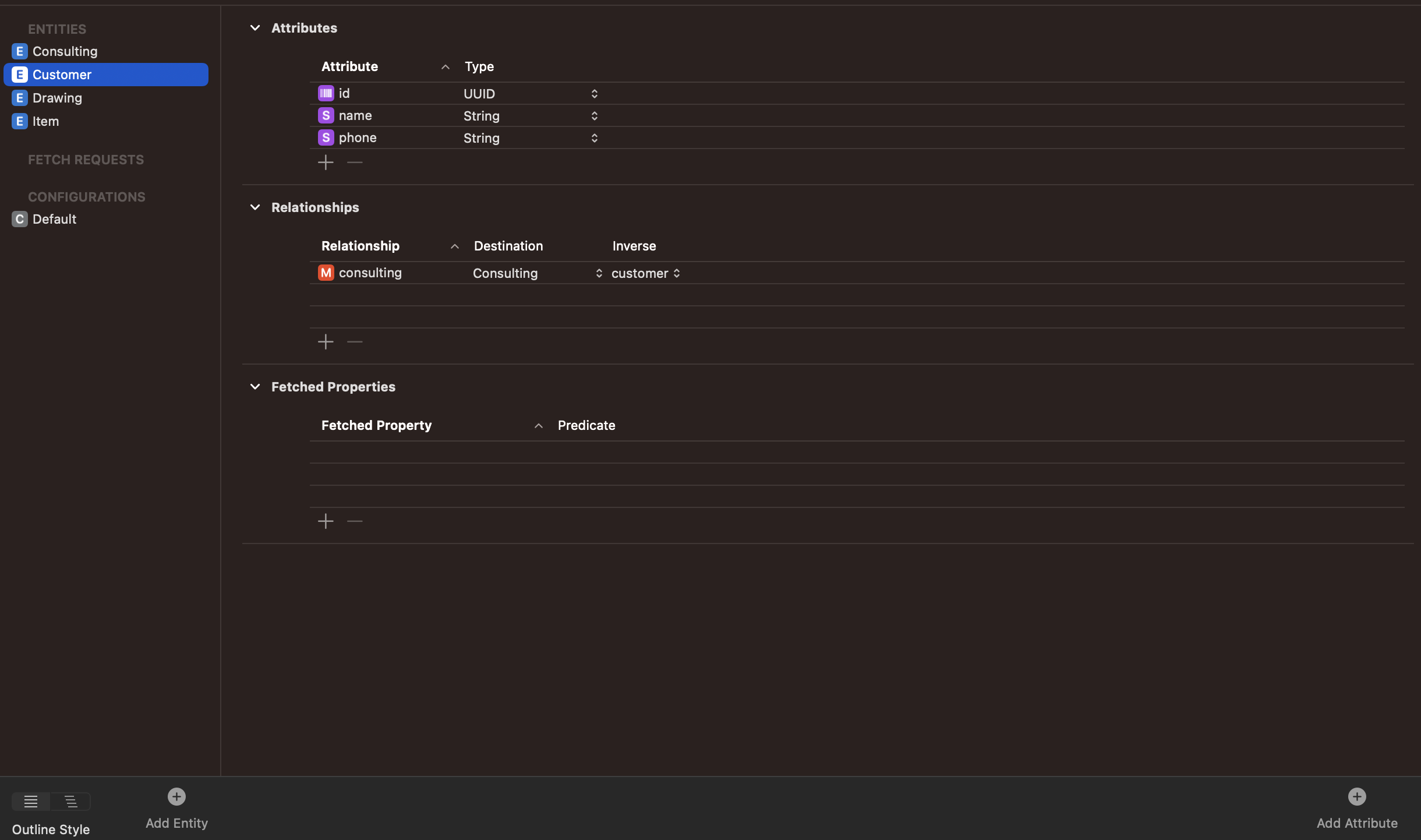 configure coredata Model