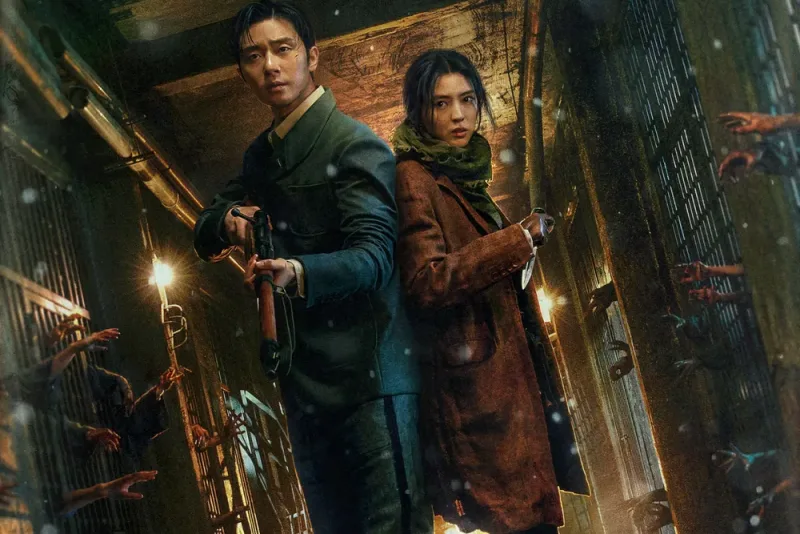 옹성병원 감옥에 갇힌 사람과 그곳을 지나가는 경성크리처 주인공