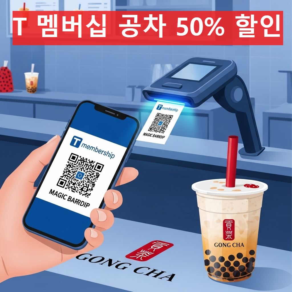 공차 키오스크로 50% 할인받는 이미지