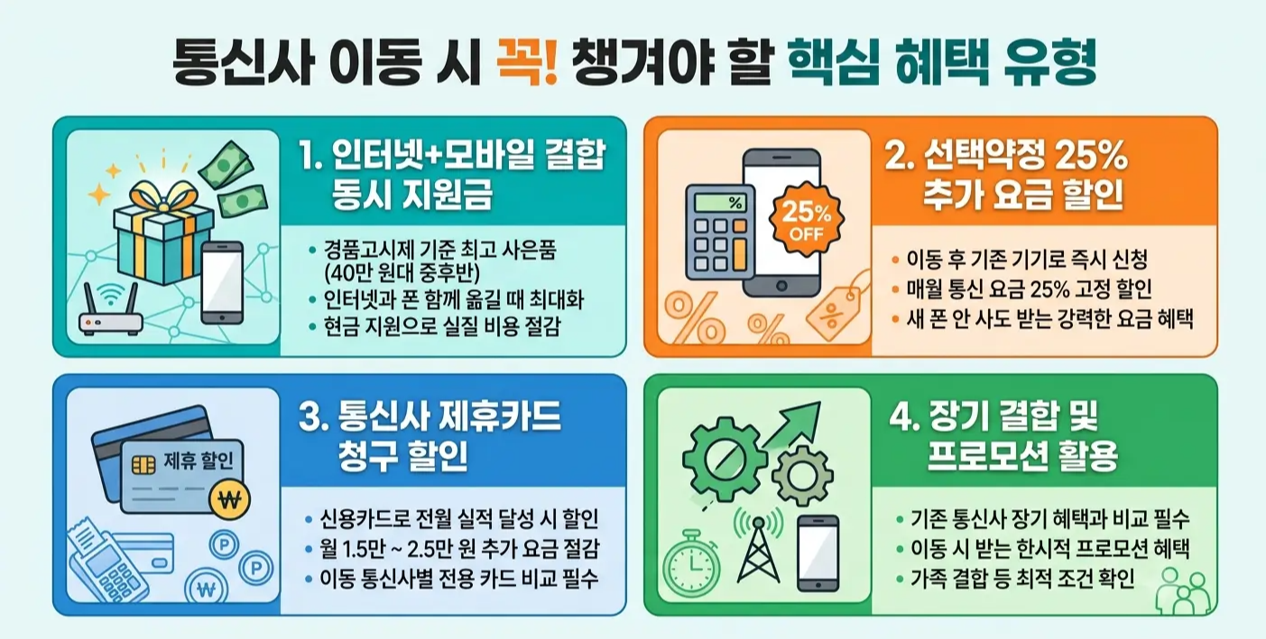 통신사 이동 시 챙길 수 있는 핵심 혜택 유형