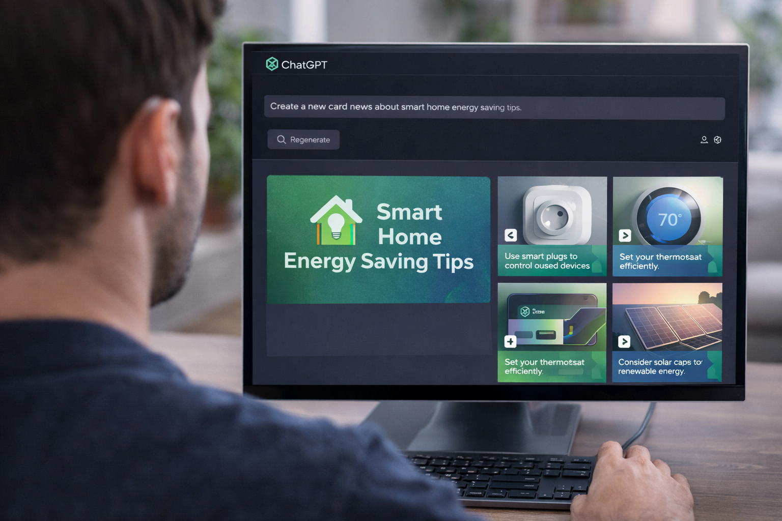 ChatGPT로 카드뉴스를 제작하는 모습.